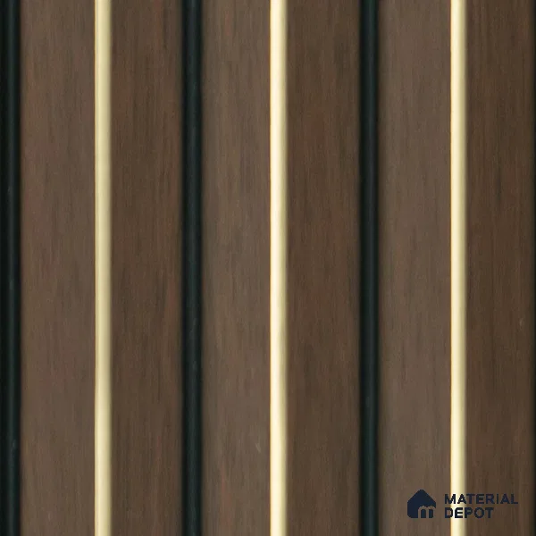 Brown Wooden Louver PN 05137 9 ft x 6.6 inch Charcoal Panel - 12 mm | Suitable for Feature Wall, TV Unit & Living Room | Width is Subjected to 5% Variation