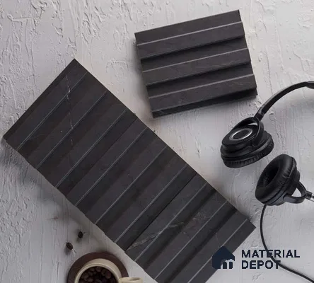 Black Marble Louver PN 05141 9.5 ft x 4.7 inch MDF Panel - 18 mm | Suitable for Feature Wall, TV Unit & Living Room | Width is Subjected to 5% Variation