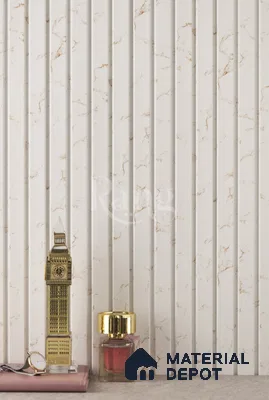 Beige Marble Louver PN 02786 9 ft x 4.9 inch Charcoal Panel - 12 mm | Suitable for Feature Wall, TV Unit & Living Room | Width is Subjected to 5% Variation