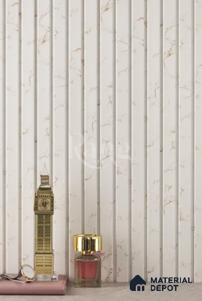 Beige Marble Louver PN 02786 9 ft x 4.9 inch Charcoal Panel - 12 mm | Suitable for Feature Wall, TV Unit & Living Room | Width is Subjected to 5% Variation