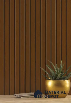 Brown Wooden Louver PN 02810 9 ft x 4.9 inch Charcoal Panel - 12 mm | Suitable for Feature Wall, TV Unit & Living Room | Width is Subjected to 5% Variation