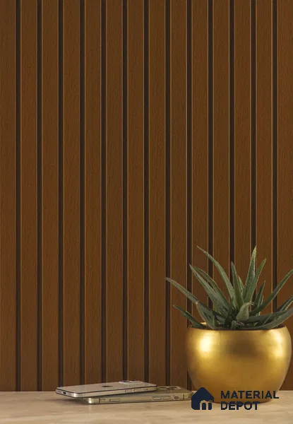 Brown Wooden Louver PN 02810 9 ft x 4.9 inch Charcoal Panel - 12 mm | Suitable for Feature Wall, TV Unit & Living Room | Width is Subjected to 5% Variation
