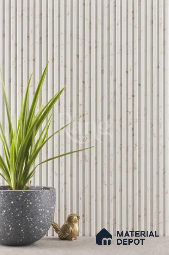 White Marble Louver PN 02788 9 ft x 4.9 inch Charcoal Panel - 11 mm | Suitable for Feature Wall, TV Unit & Living Room | Width is Subjected to 5% Variation