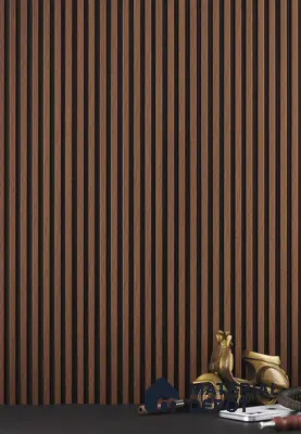 Brown Wooden Louver PN 02819 9 ft x 4.9 inch Charcoal Panel - 11 mm | Suitable for Feature Wall, TV Unit & Living Room | Width is Subjected to 5% Variation