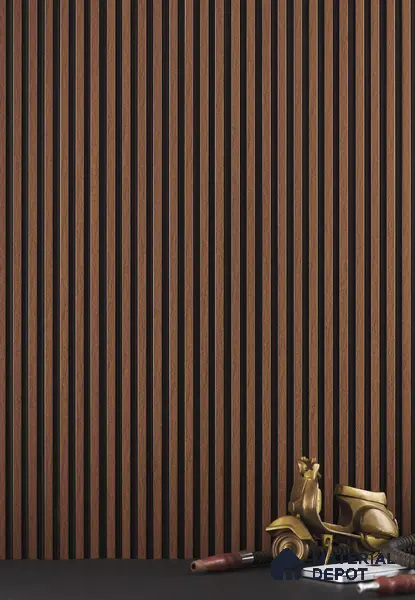 Brown Wooden Louver PN 02819 9 ft x 4.9 inch Charcoal Panel - 11 mm | Suitable for Feature Wall, TV Unit & Living Room | Width is Subjected to 5% Variation