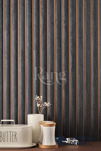 Black Plain Colour Louver PN 02793 9 ft x 4.8 inch Charcoal Panel - 12 mm | Suitable for Feature Wall, TV Unit & Living Room | Width is Subjected to 5% Variation