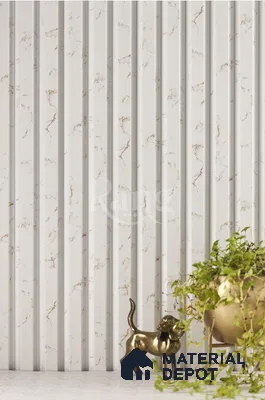 White Marble Louver PN 02794 9 ft x 4.7 inch Charcoal Panel - 15 mm | Suitable for Feature Wall, TV Unit & Living Room | Width is Subjected to 5% Variation