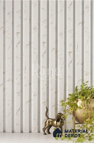 White Marble Louver PN 02794 9 ft x 4.7 inch Charcoal Panel - 15 mm | Suitable for Feature Wall, TV Unit & Living Room | Width is Subjected to 5% Variation