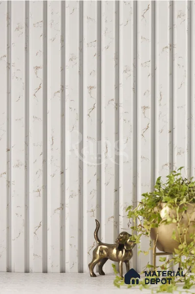 White Marble Louver PN 02794 9 ft x 4.7 inch Charcoal Panel - 15 mm | Suitable for Feature Wall, TV Unit & Living Room | Width is Subjected to 5% Variation