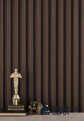 Brown Wooden Louver PN 02822 9 ft x 4.7 inch Charcoal Panel - 15 mm | Suitable for Feature Wall, TV Unit & Living Room | Width is Subjected to 5% Variation