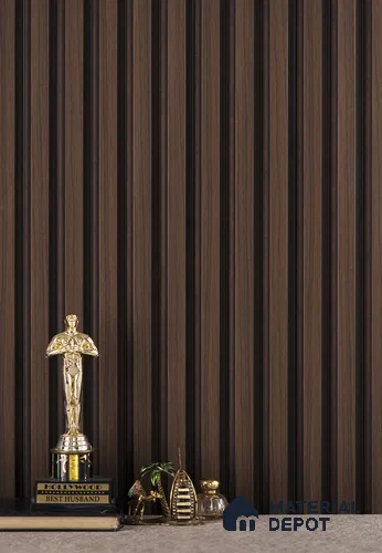 Brown Wooden Louver PN 02822 9 ft x 4.7 inch Charcoal Panel - 15 mm | Suitable for Feature Wall, TV Unit & Living Room | Width is Subjected to 5% Variation