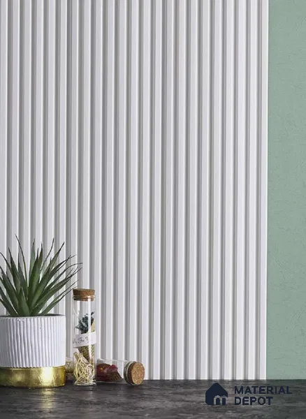 White Plain Colour Louver PN 05125 9 ft x 4.9 inch Charcoal Panel - 12 mm | Suitable for Feature Wall, TV Unit & Living Room | Width is Subjected to 5% Variation
