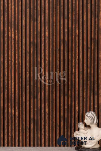 Brown Wooden Louver PN 02789 9 ft x 4.9 inch Charcoal Panel - 11 mm | Suitable for Feature Wall, TV Unit & Living Room | Width is Subjected to 5% Variation