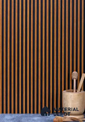 Brown Wooden Louver PN 02816 9 ft x 4.9 inch Charcoal Panel - 11 mm | Suitable for Feature Wall, TV Unit & Living Room | Width is Subjected to 5% Variation