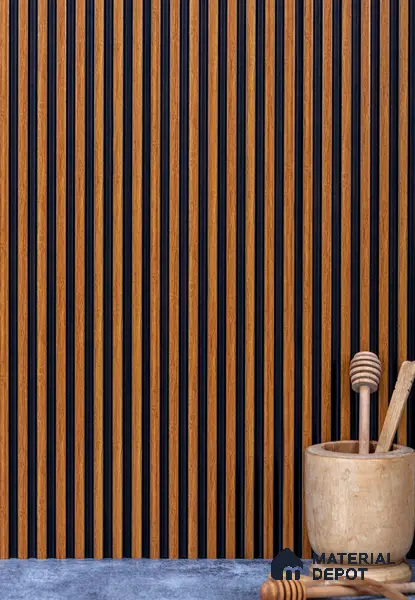Brown Wooden Louver PN 02816 9 ft x 4.9 inch Charcoal Panel - 11 mm | Suitable for Feature Wall, TV Unit & Living Room | Width is Subjected to 5% Variation