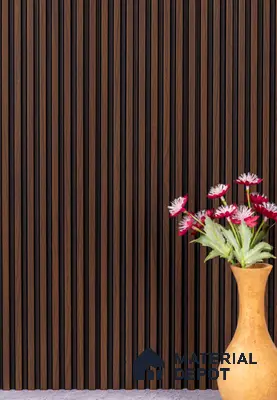 Brown Wooden Louver PN 02818 9 ft x 4.9 inch Charcoal Panel - 11 mm | Suitable for Feature Wall, TV Unit & Living Room | Width is Subjected to 5% Variation