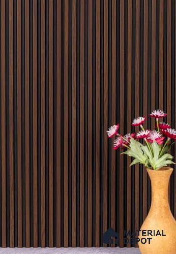 Brown Wooden Louver PN 02818 9 ft x 4.9 inch Charcoal Panel - 11 mm | Suitable for Feature Wall, TV Unit & Living Room | Width is Subjected to 5% Variation