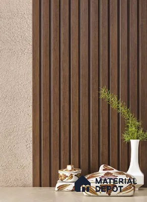 Brown Wooden Louver PN 05119 9 ft x 4.9 inch Charcoal Panel - 12 mm | Suitable for Feature Wall, TV Unit & Living Room | Width is Subjected to 5% Variation