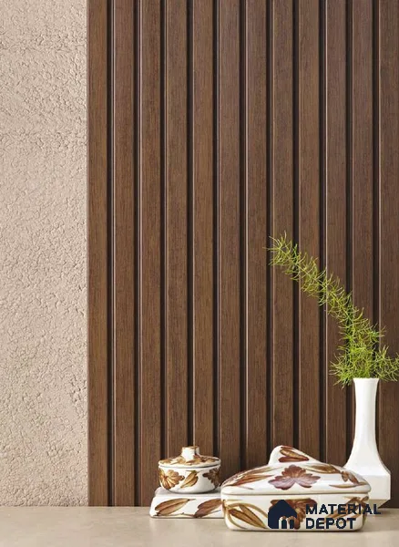 Brown Wooden Louver PN 05119 9 ft x 4.9 inch Charcoal Panel - 12 mm | Suitable for Feature Wall, TV Unit & Living Room | Width is Subjected to 5% Variation