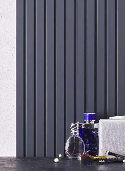 Black Plain Colour Louver PN 01362 9 ft x 4.9 inch Charcoal Panel - 12 mm | Suitable for Feature Wall, TV Unit & Living Room | Width is Subjected to 5% Variation