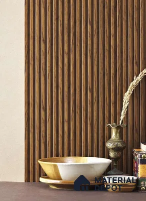 Brown Wooden Louver PN 05122 9 ft x 4.9 inch Charcoal Panel - 12 mm | Suitable for Feature Wall, TV Unit & Living Room | Width is Subjected to 5% Variation