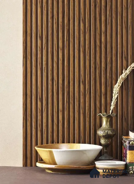 Brown Wooden Louver PN 05122 9 ft x 4.9 inch Charcoal Panel - 12 mm | Suitable for Feature Wall, TV Unit & Living Room | Width is Subjected to 5% Variation