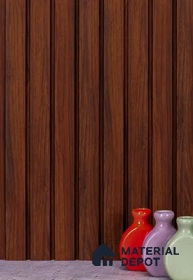 Brown Wooden Louver PN 02799 9 ft x 6.5 inch Charcoal Panel - 12 mm | Suitable for Feature Wall, TV Unit & Living Room | Width is Subjected to 5% Variation