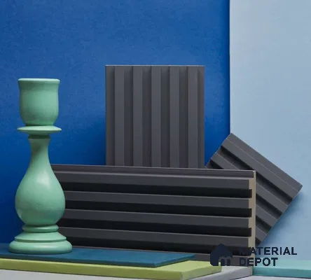 Black Plain Colour Louver PN 00079 9.5 ft x 4.7 inch MDF Panel - 18 mm | Suitable for Feature Wall, TV Unit & Living Room | Width is Subjected to 5% Variation