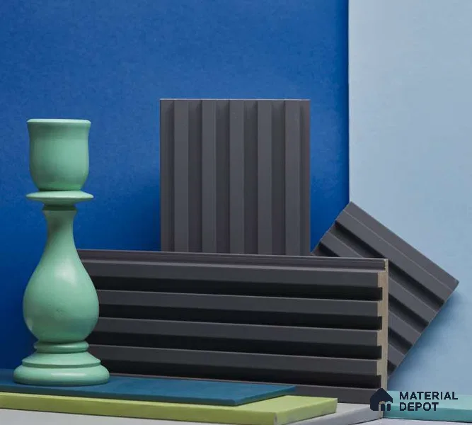 Black Plain Colour Louver PN 00079 9.5 ft x 4.7 inch MDF Panel - 18 mm | Suitable for Feature Wall, TV Unit & Living Room | Width is Subjected to 5% Variation