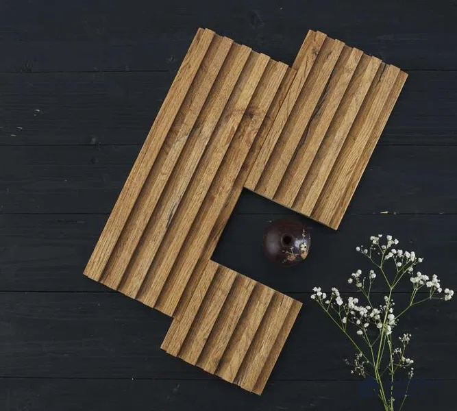 Brown Wooden Louver PN 00043 9.5 ft x 4.7 inch MDF Panel - 18 mm | Suitable for Feature Wall, TV Unit & Living Room | Width is Subjected to 5% Variation