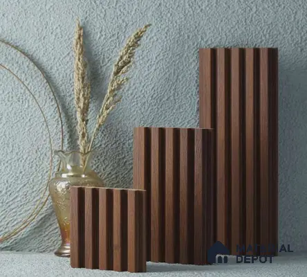 Brown Wooden Louver PN 00037 9.5 ft x 4.7 inch MDF Panel - 18 mm | Suitable for Feature Wall, TV Unit & Living Room | Width is Subjected to 5% Variation