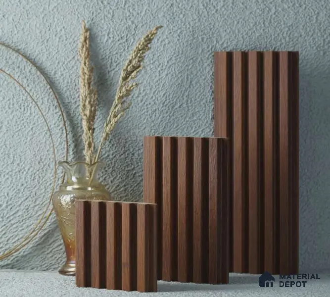 Brown Wooden Louver PN 00037 9.5 ft x 4.7 inch MDF Panel - 18 mm | Suitable for Feature Wall, TV Unit & Living Room | Width is Subjected to 5% Variation