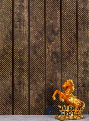 Brown Patterned Louver PN 02847 9 ft x 1.03 ft Charcoal Panel - 8 mm | Suitable for Feature Wall, TV Unit & Living Room | Width is Subjected to 5% Variation