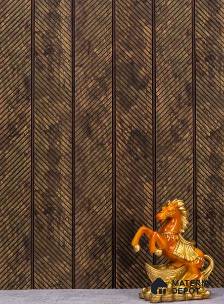 Brown Patterned Louver PN 02847 9 ft x 1.03 ft Charcoal Panel - 8 mm | Suitable for Feature Wall, TV Unit & Living Room | Width is Subjected to 5% Variation