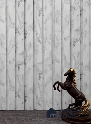 White Marble Louver PN 02859 9 ft x 9.6 inch Charcoal Panel - 10 mm | Suitable for Feature Wall, TV Unit & Living Room | Width is Subjected to 5% Variation
