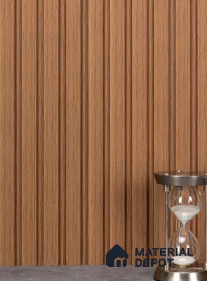 Brown Wooden Louver PN 02864 9 ft x 9.6 inch Charcoal Panel - 10 mm | Suitable for Feature Wall, TV Unit & Living Room | Width is Subjected to 5% Variation