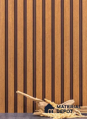 Brown Wooden Louver PN 02866 9 ft x 9.6 inch Charcoal Panel - 10 mm | Suitable for Feature Wall, TV Unit & Living Room | Width is Subjected to 5% Variation