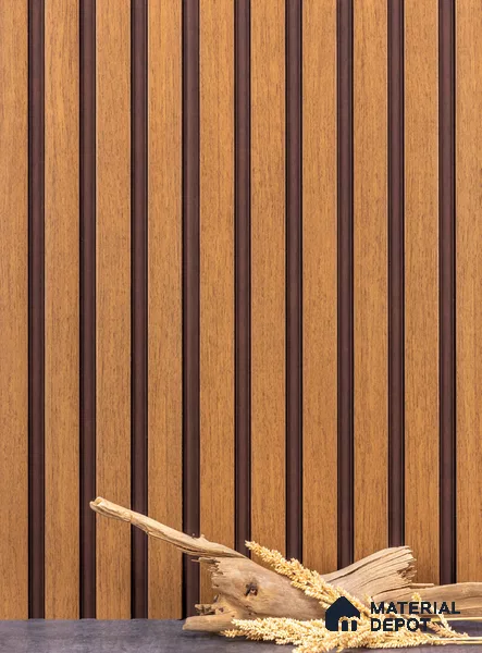 Brown Wooden Louver PN 02866 9 ft x 9.6 inch Charcoal Panel - 10 mm | Suitable for Feature Wall, TV Unit & Living Room | Width is Subjected to 5% Variation