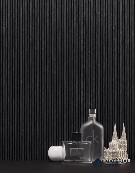 Black Wooden Louver PN 01627 I 8 ft x 12 inch Charcoal Panel - 8 mm | Suitable for Feature Wall, TV Unit & Living Room | Width is Subjected to 5% Variation