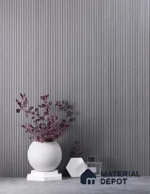 Grey Wooden Louver PN 01627 D 8 ft x 12 inch Charcoal Panel - 8 mm | Suitable for Feature Wall, TV Unit & Living Room | Width is Subjected to 5% Variation