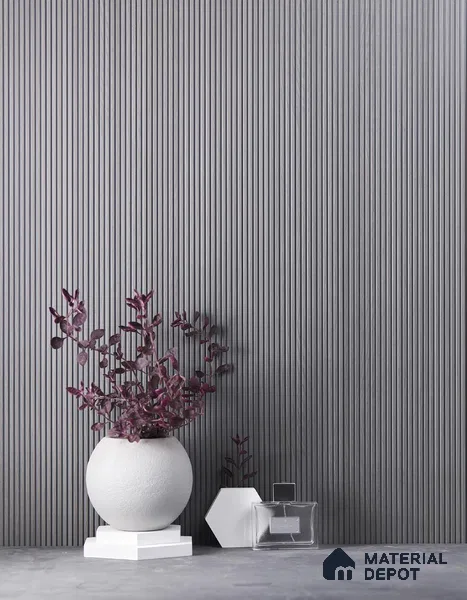 Grey Wooden Louver PN 01627 D 8 ft x 12 inch Charcoal Panel - 8 mm | Suitable for Feature Wall, TV Unit & Living Room | Width is Subjected to 5% Variation