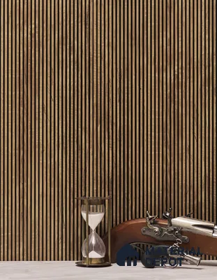 Light Brown Wooden Louver PN 01627 H 8 ft x 12 inch Charcoal Panel - 8 mm | Suitable for Feature Wall, TV Unit & Living Room | Width is Subjected to 5% Variation