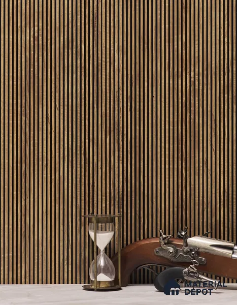 Light Brown Wooden Louver PN 01627 H 8 ft x 12 inch Charcoal Panel - 8 mm | Suitable for Feature Wall, TV Unit & Living Room | Width is Subjected to 5% Variation
