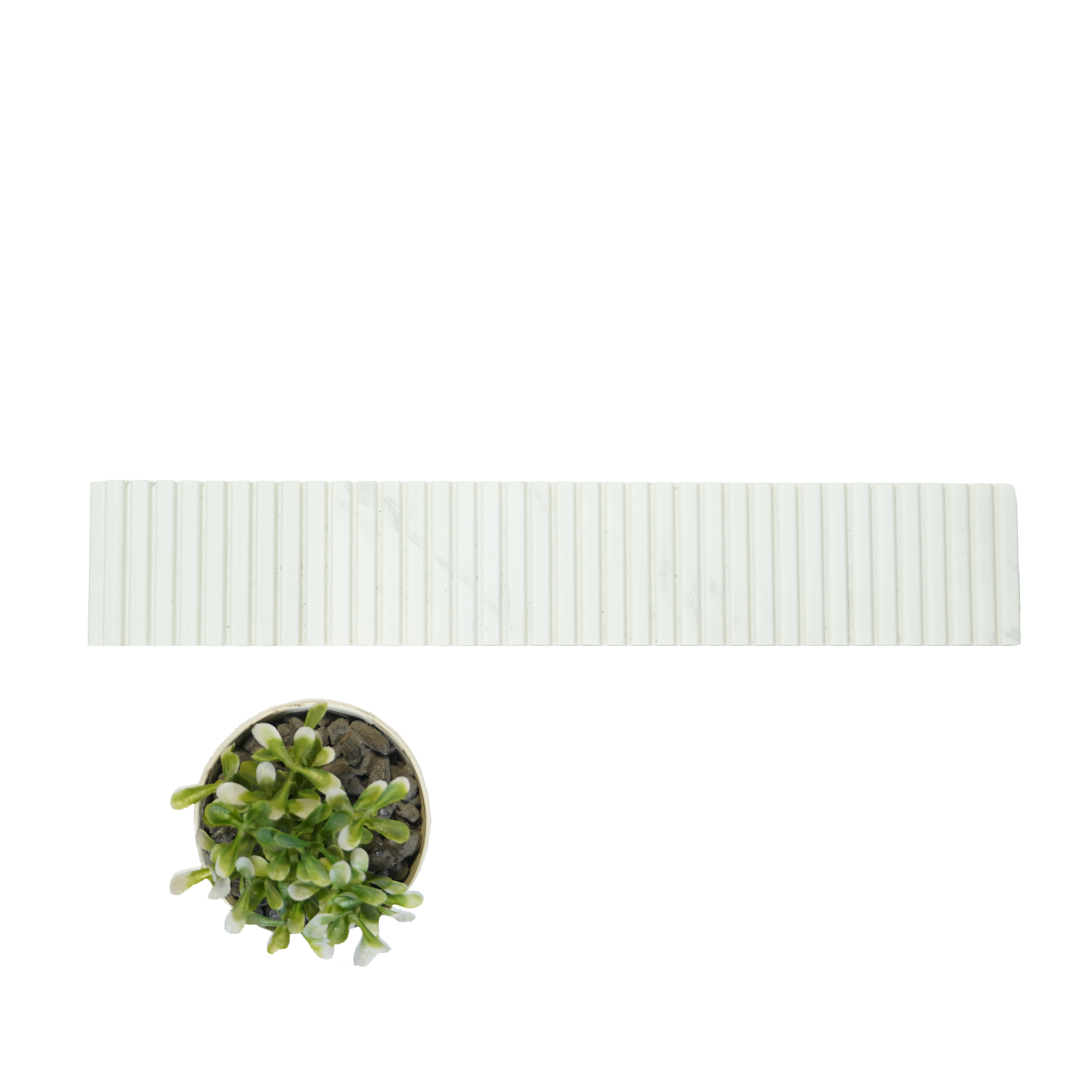 Snow White Marble Louver PN 01627 F 8 ft x 12 inch Charcoal Panel - 8 mm | Suitable for Feature Wall, TV Unit & Living Room | Width is Subjected to 5% Variation
