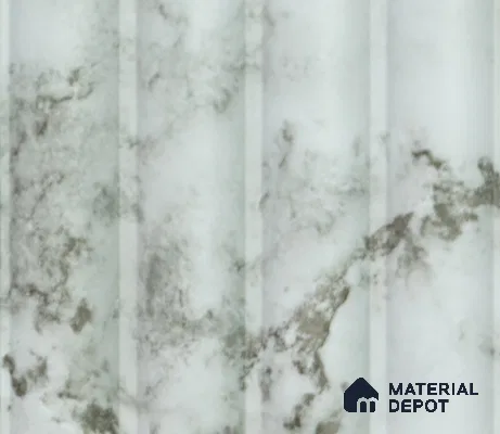 White Marble Louver PN 00084 9.5 ft x 4.7 inch MDF Panel - 18 mm | Suitable for Feature Wall, TV Unit & Living Room | Width is Subjected to 5% Variation