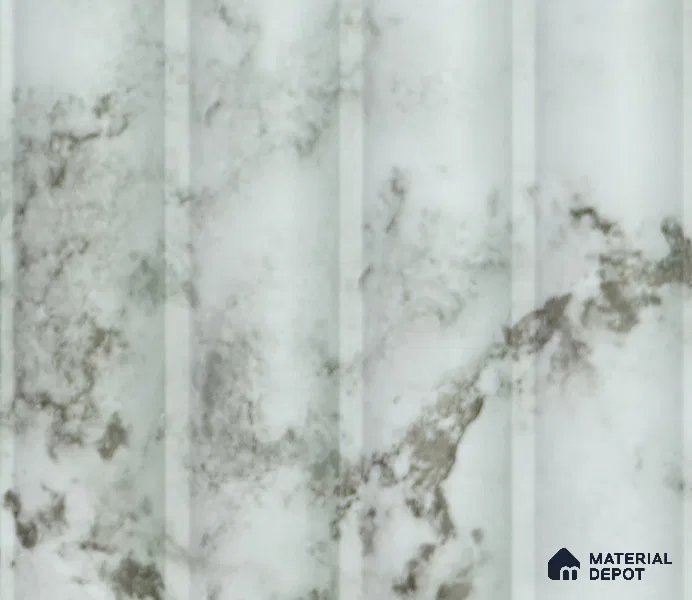 White Marble Louver PN 00084 9.5 ft x 4.7 inch MDF Panel - 18 mm | Suitable for Feature Wall, TV Unit & Living Room | Width is Subjected to 5% Variation