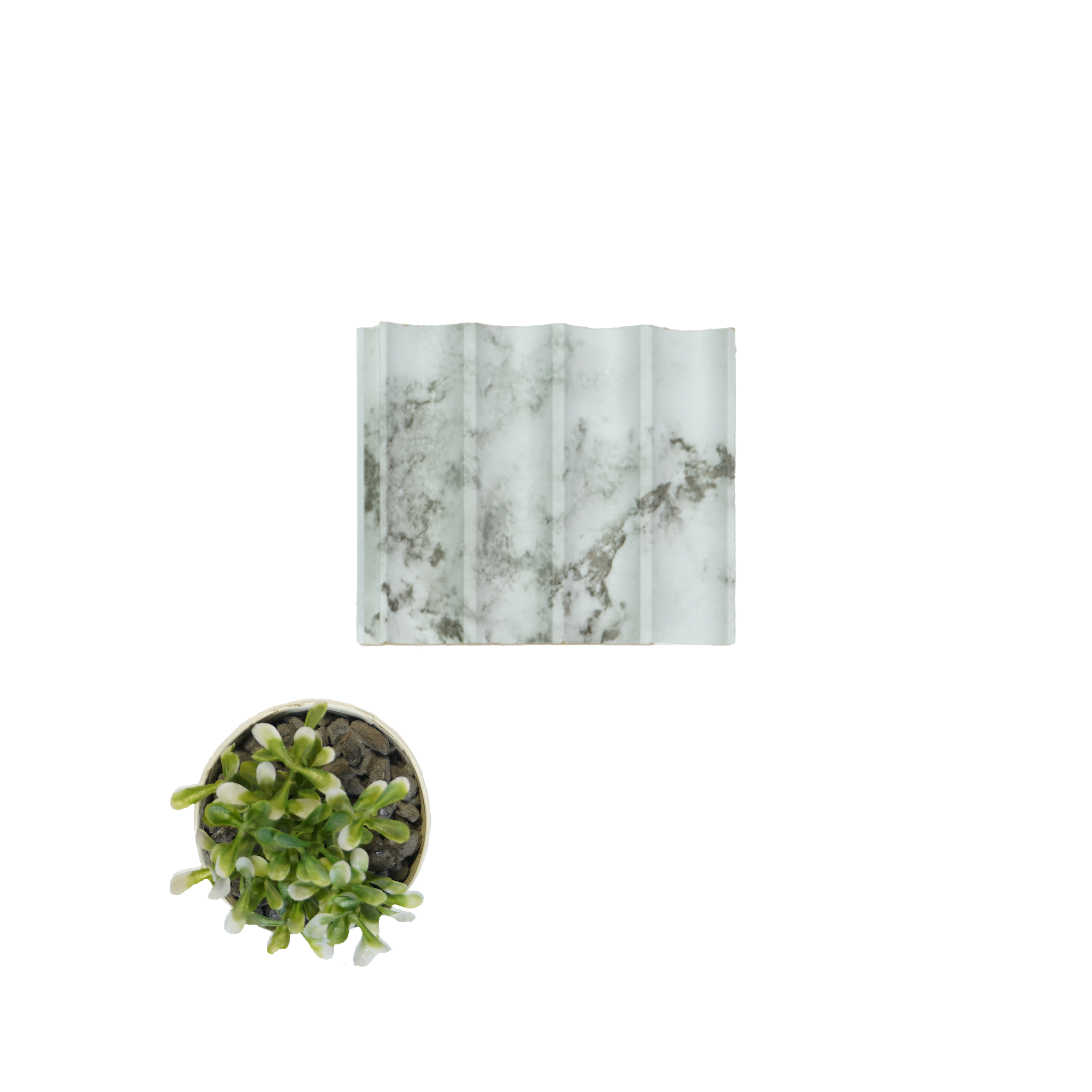 White Marble Louver PN 00084 9.5 ft x 4.7 inch MDF Panel - 18 mm | Suitable for Feature Wall, TV Unit & Living Room | Width is Subjected to 5% Variation