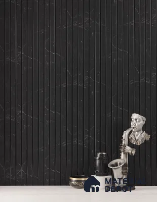 Black Marble Louver PN 01629 D 8 ft x 12 inch Charcoal Panel - 8 mm | Suitable for Feature Wall, TV Unit & Living Room | Width is Subjected to 5% Variation