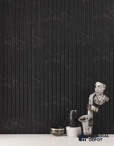 Black Marble Louver PN 01629 D 8 ft x 12 inch Charcoal Panel - 8 mm | Suitable for Feature Wall, TV Unit & Living Room | Width is Subjected to 5% Variation