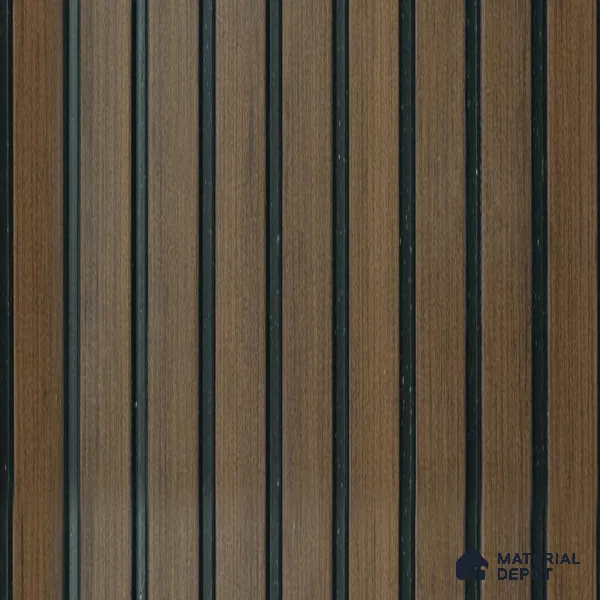 Brown Wooden Louver PN 01629 B 8 ft x 12 inch Charcoal Panel - 8 mm | Suitable for Feature Wall, TV Unit & Living Room | Width is Subjected to 5% Variation